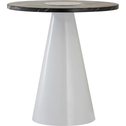 Zona Accent Side Table in White Iron & Black Marble