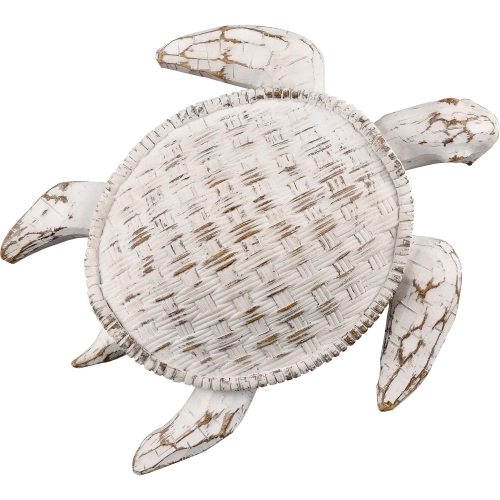 Aly Turtle Wall Art Sculpture in White Wash Wood Tone Resin