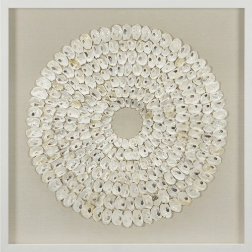 Avon Shell Wall Art in Natural Linen, White Shell & Glass