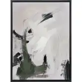 Beyer I Abstract Framed Canvas Painting Wall Art in Green, Neutrals & Black