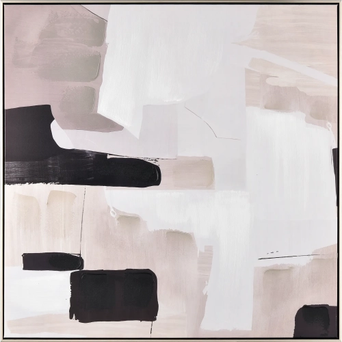 Blanc II Abstract Framed Canvas Painting Wall Art in Black & Neutrals