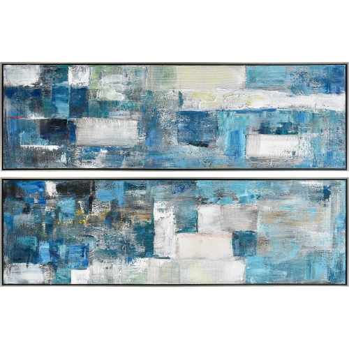 Blue Apparent Canvas Wall Art 2 Piece Set in Blue & Multicolor