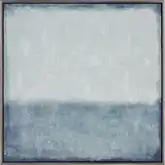Blue Colorfield Abstract Framed Canvas Painting Wall Art in Blue & Gray