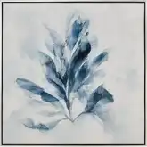 Blue Seagrass II Framed Canvas Painting Wall Art in Blue & White