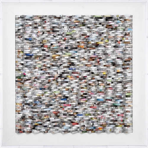 Bookend Dimensional Wall Art in White Acrylic & Multicolor Paper