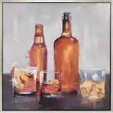 Bottle Framed Canvas Painting Wall Art in Browns & Neutrals