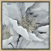 Bowie Bloom II Floral Framed Canvas Painting Wall Art in Gray & Gold