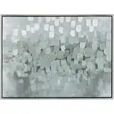 Buck Rain Framed Canvas Painting Wall Art in Green, Grey & Silver