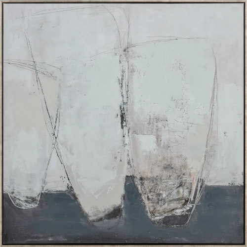 Burgess I Abstract Framed Canvas Painting Wall Art in Off White & Black