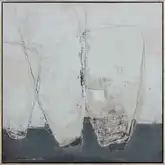 Burgess I Abstract Framed Canvas Painting Wall Art in Off White & Black