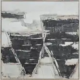 Burgess II Abstract Framed Canvas Painting Wall Art in Off White & Black