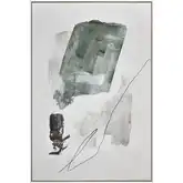 Denny Abstract Canvas Painting Wall Art in White, Green & Black