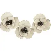 Emilia Decorative Wall Art 3 Piece Set in Off White, Dark Bronze & Gold Iron