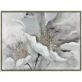 Farris Blooms Framed Canvas Painting Wall Art in Gray & Gold