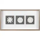 Floral Shadow Framed Wall Art in White, Gray, Metallic Brown, & Glass