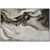 Flow Framed Canvas Painting Wall Art in Black, Gray & Gold