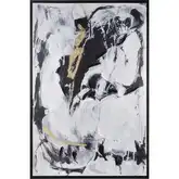 Force Abstract Framed Canvas Painting Wall Art in White & Black