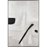 Foxx Abstract Framed Wall Art in White, Black & Silver Paint & Fabric