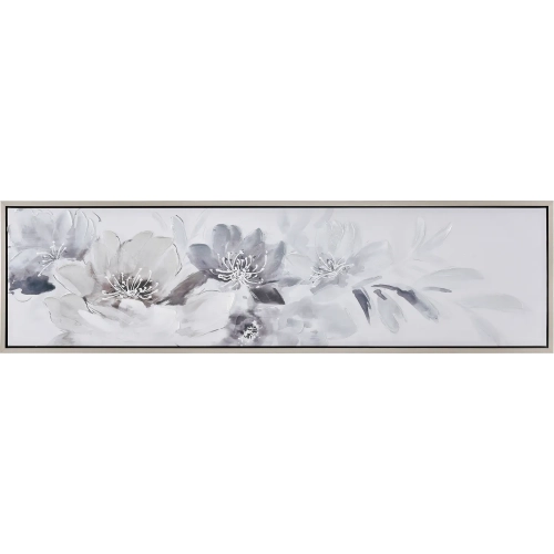 Francis Blooms Framed Wall Art in White, Gray & Silver Canvas
