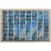Glass Ocean Wall Decor in Blue & Gray Glass & Natural Wood