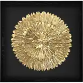 Gold Feather Spiral Dimensional Wall Art in Gold & Black