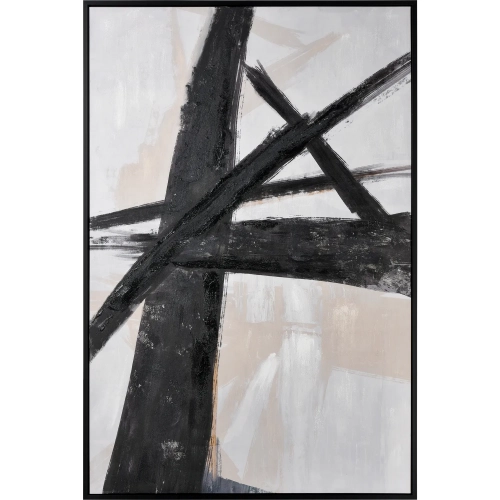 Granby Abstract Canvas Painting Wall Art in White & Black Canvas