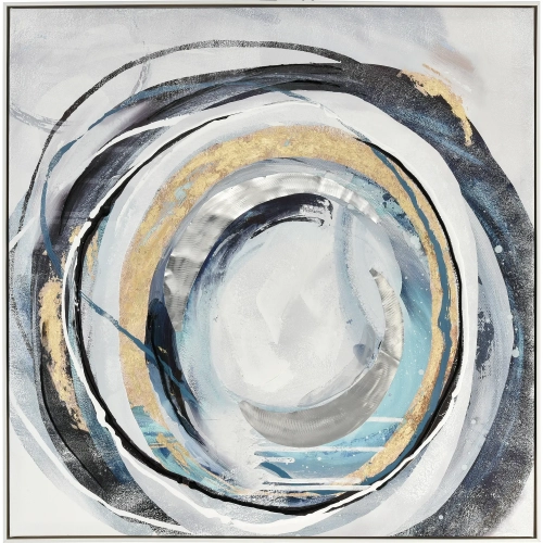 Higgs Framed Canvas Painting Wall Art in Blue, Gray & Metallics