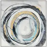 Higgs Framed Canvas Painting Wall Art in Blue, Gray & Metallics