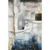 Industrial Abstract Canvas Painting Wall Art in Off White, Blue & Multicolor