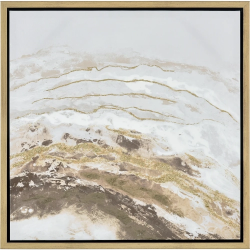 Jenkins I Framed Canvas Painting Wall Art in Off White & Gold