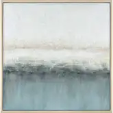 Jenks Bay Framed Canvas Painting Wall Art in Blue & Off White