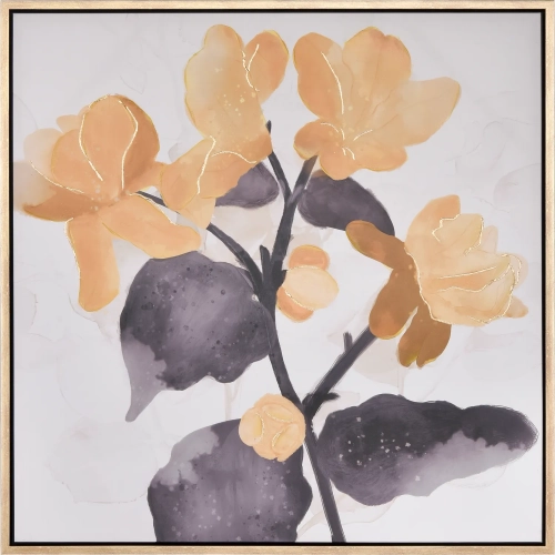 Jessamine Framed Canvas Painting Wall Art in Yellow, Black & Gold