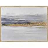 Jones Sound Framed Canvas Painting Wall Art in Gray Blue & Gold