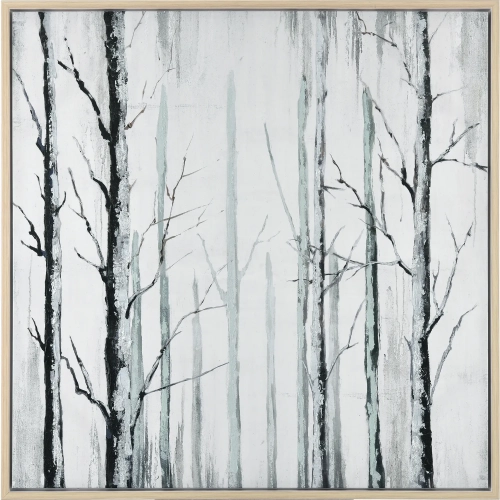 Jordan Forest Framed Canvas Painting Wall Art in Off White, Black & Antique Gold