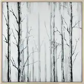 Jordan Forest Framed Canvas Painting Wall Art in Off White, Black & Antique Gold
