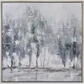 Kearns Forest Framed Canvas Painting Wall Art in Gray & German Silver