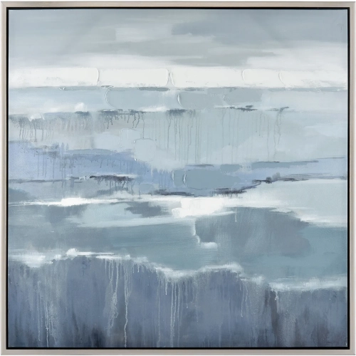 Kinley Framed Canvas Painting Wall Art in Blue, Gray & German Silver