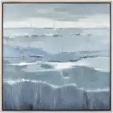 Kinley Framed Canvas Painting Wall Art in Blue, Gray & German Silver