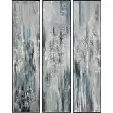 Lasting Texture Canvas Painting Wall Art 3 Piece Set in Gray, Blue & White