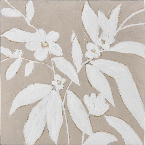 Lathrop Canvas Painting Wall Art in Tan, White & Gold