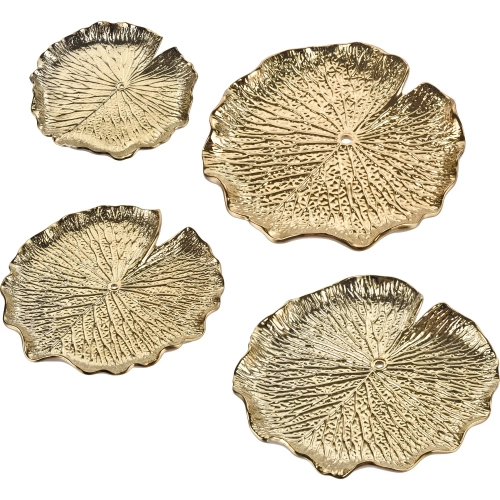 Lilypad Dimensional Wall Art 4 Piece Set in Gloss Gold Ceramic