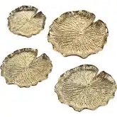 Lilypad Dimensional Wall Art 4 Piece Set in Gloss Gold Ceramic