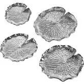 Lilypad Dimensional Wall Art 4 Piece Set in Gloss Silver Ceramic