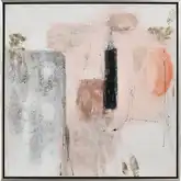 Modern Blush I Framed Canvas Painting Wall Art in White, Pink & Champagne Silver