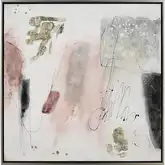 Modern Blush II Framed Canvas Painting Wall Art in White, Pink & Champagne Silver