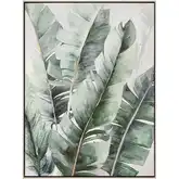 Musa II Framed Banana Leaf Canvas Painting Wall Art in Green & Off White