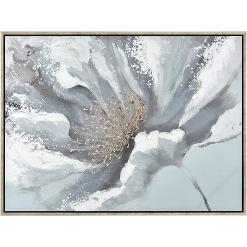 Nanette Bloom Canvas Painting Framed Wall Art in Gray & Light Blue