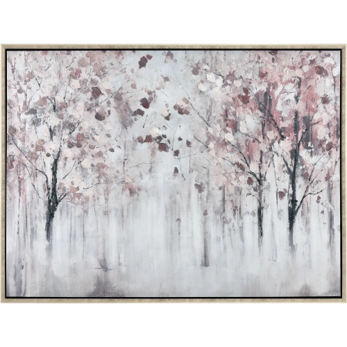 Norcross Forest Framed Canvas Painting Wall Art in White & Maroon