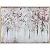 Norcross Forest Framed Canvas Painting Wall Art in White & Maroon