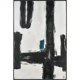 Obsidian I Abstract Canvas Painting Wall Art in White, Black & Teal